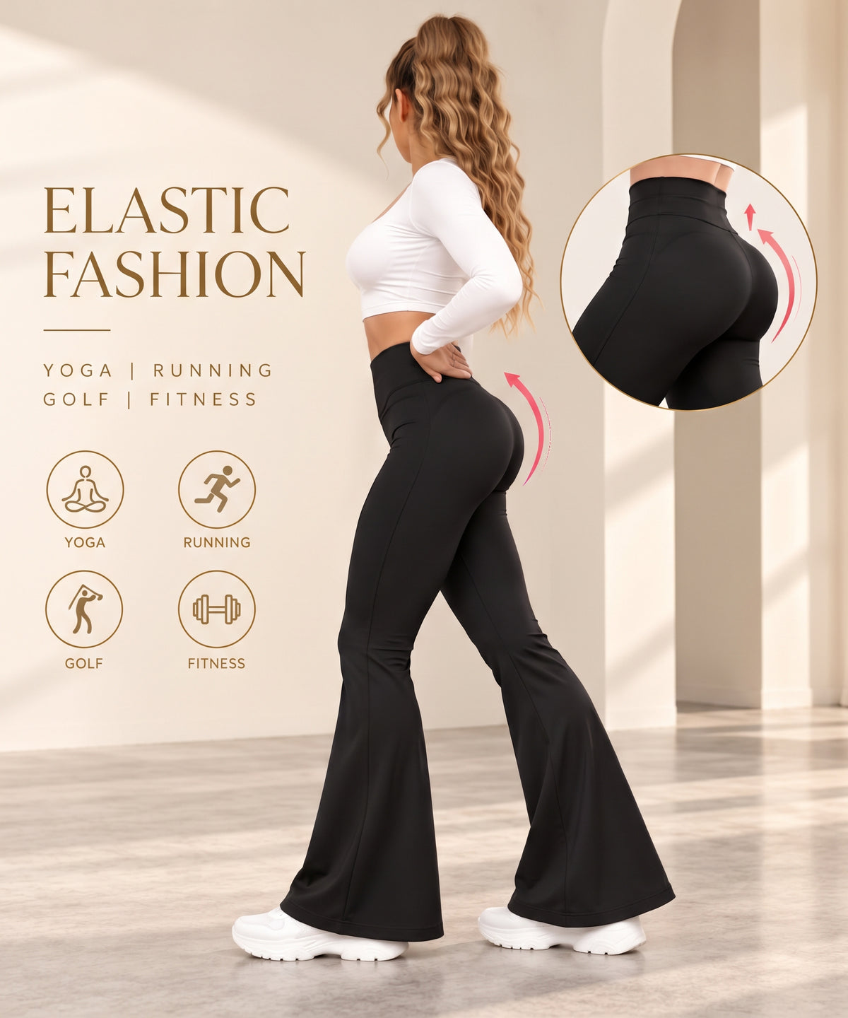 High Waisted Flare Leggings for Women – Tummy Control Yoga Leggings