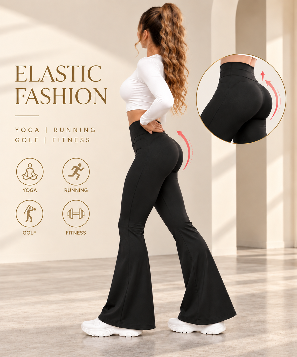 High Waisted Flare Leggings for Women – Tummy Control Yoga Leggings